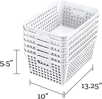 Really Good Stuff Large Plastic Book Baskets, 13.25" by 10" by 5.5" - 12 Pack, White, Classroom Library Organizer, Toy Storage, Multi-Purpose Organizer Basket