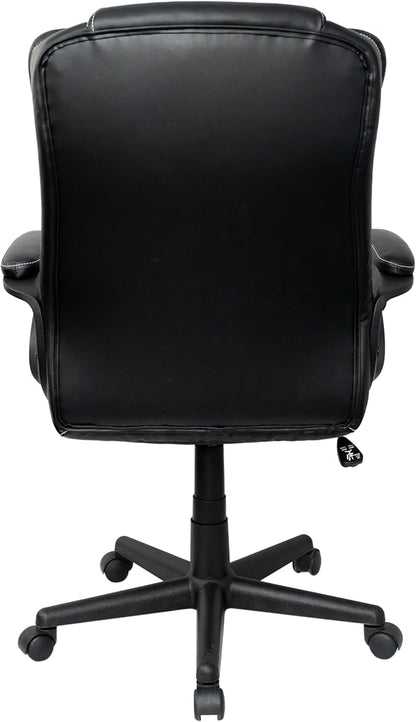 Techni Mobili Ergonomic Executive Office Chair, High Back, Adjustable Height, Lumbar Support, Diamond-Stitched Padding, Swivel Desk Chair with Armrests & Tilt Recline for Home Office or Work (Black)