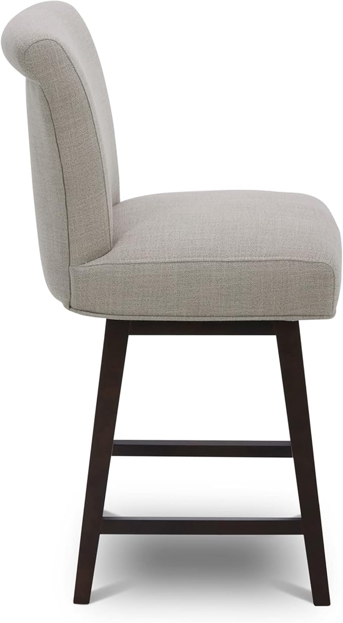 CHITA 26 Inch Counter Height Swivel Bar Stools Set of 4, FSC Certified Modern Fabric Swivel Barstool Chair with Back, Flax Beige