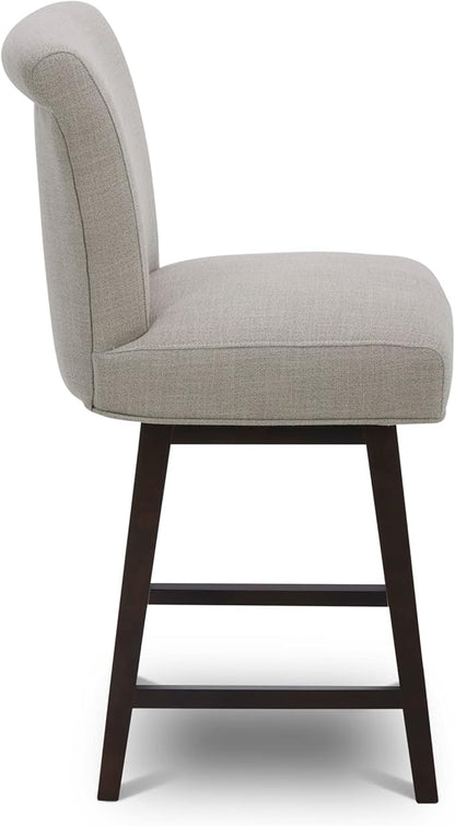 CHITA 26 Inch Counter Height Swivel Bar Stools Set of 4, FSC Certified Modern Fabric Swivel Barstool Chair with Back, Flax Beige