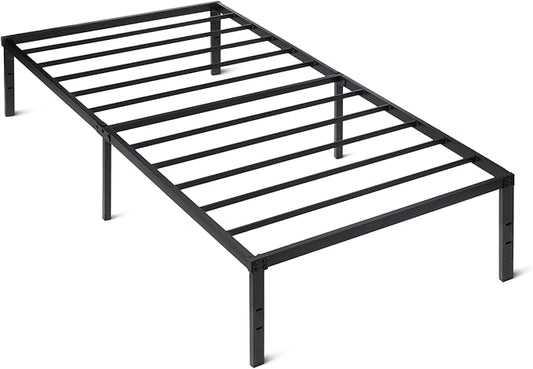 Amazon Basics Metal Bed Frame, Non-Foldable Platform Bed, Easy Assembly, Twin, 39W x 75L x 14H in, Black