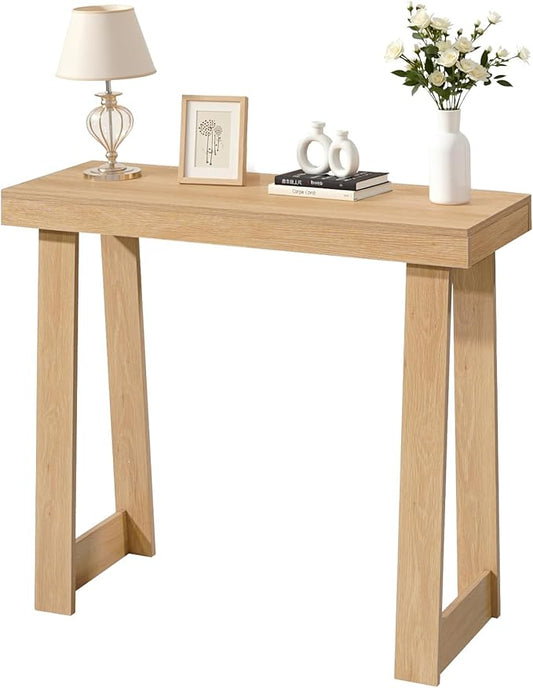 VEVOR 36 in Console Table, Modern Desk Behind The Couch, Wooden Rectangle Entrance Desk, Narrow Long Sofa Table Accent Stand, Ideal for Hallway, Bedroom, Living Room, Foyer, Easy Assembly, Natural
