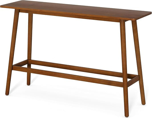 LITTLE TREE 63" Bar Table, Counter Height Table with Solid Wood Legs, Retro Long Kitchen Bar Table for Home Kitchen, Dining Room, Living Room, Bistro, Balcony,Pub (Rustic Brown)