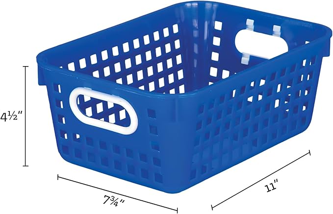 Really Good Stuff Medium Plastic Book Baskets, 11" by 7.5" by 4.5" - 12 Pack, Rainbow, Versatile Storage Solution for Classroom, Home and Office l Toy Storage, Multi-Purpose Organizer Basket