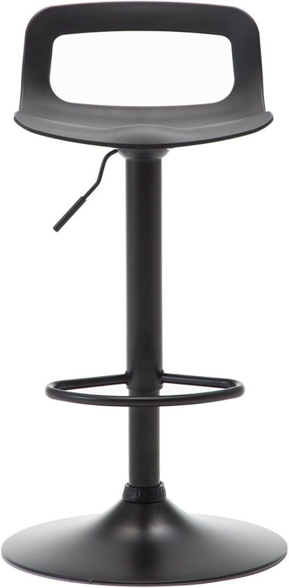 NOBPEINT Contemporary Chrome Air Lift Adjustable Swivel Bar Stool, Set of 2, Black