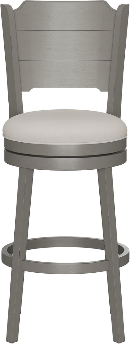 Hillsdale Clarion Wood Swivel Bar Height Stool, Distressed Gray