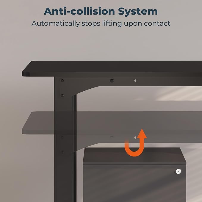 4 Legs Standing Desk, Large 79x31 Inches Electric Adjustable Height Desk with Splice Board, Stand Up Desks Home Office Computer Workstation, Black