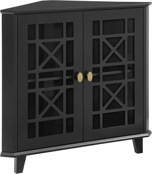 Walker Edison Fretwork Corner Accent Cabinet - Black