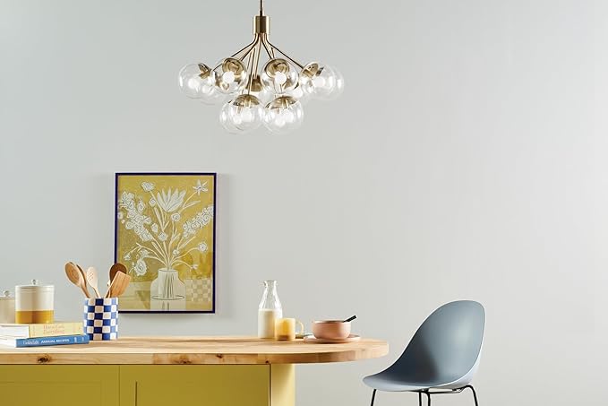 KICHLER Silvarious 12-Light Convertible Chandelier, Soft Modern Light with Clear Glass in Champagne Bronze, for Dining Room, Living Room, Bedroom or Foyer (22.25" x 30"), 52701CPZCLR