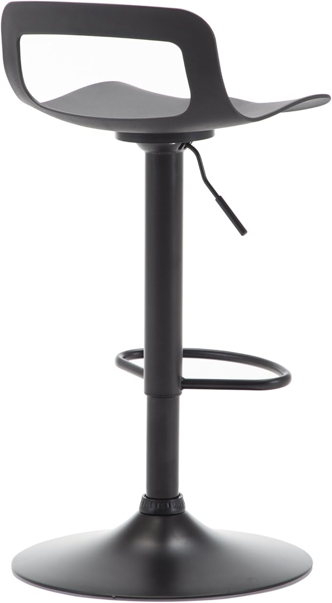 NOBPEINT Contemporary Chrome Air Lift Adjustable Swivel Bar Stool, Set of 2, Black