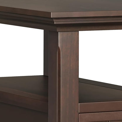 SIMPLIHOME Acadian 19-inch Wide Solid Wood End Table with Drawer and Open Shelf in Brunette Brown for Living Room, Bedroom, or Entryway
