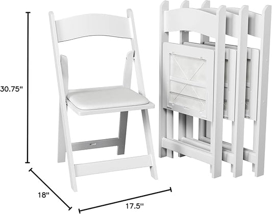 SIMPLEX 48 White Folding Chairs – Resin Stackable Foldable Chairs with Padded Seats – Comfortable White Folding Chairs for Indoor/Outdoor Events – Lightweight Resin Chairs (48 Pack)