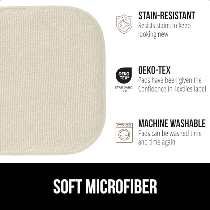 GORILLA GRIP Slip Resistant Chair Cushions, No Ties Required, Set of 6 Memory Foam Pads for Dining Room, Kitchen Table, Office, Rocking Chairs, Plush Seat Cover Cushion Pad, Home Decor, 16x16, Cream