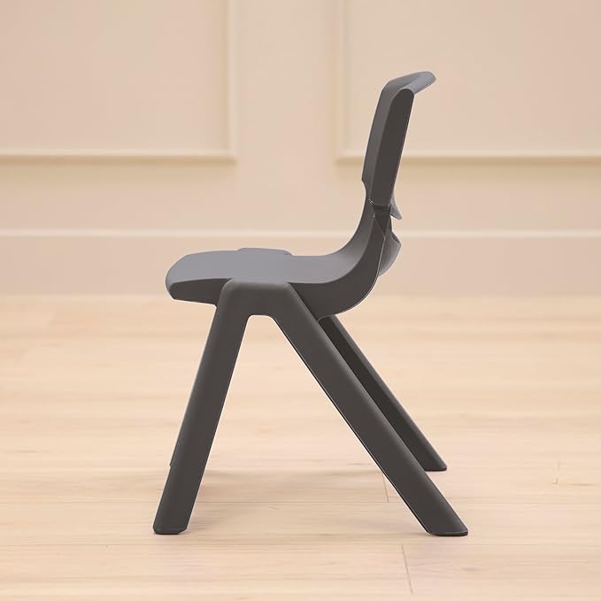 Stackable School Chairs, 12", Kids Furniture, Grey, 4-Pack