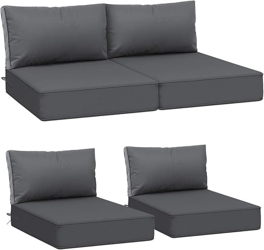 AAAAAcessories Outdoor Deep Seat Cushions, Waterproof, Fade-Resistant Patio Furniture Replacement Cushions, 24" x 24" x 5" + 24" x 13.5", Set of 4, Dark Gray