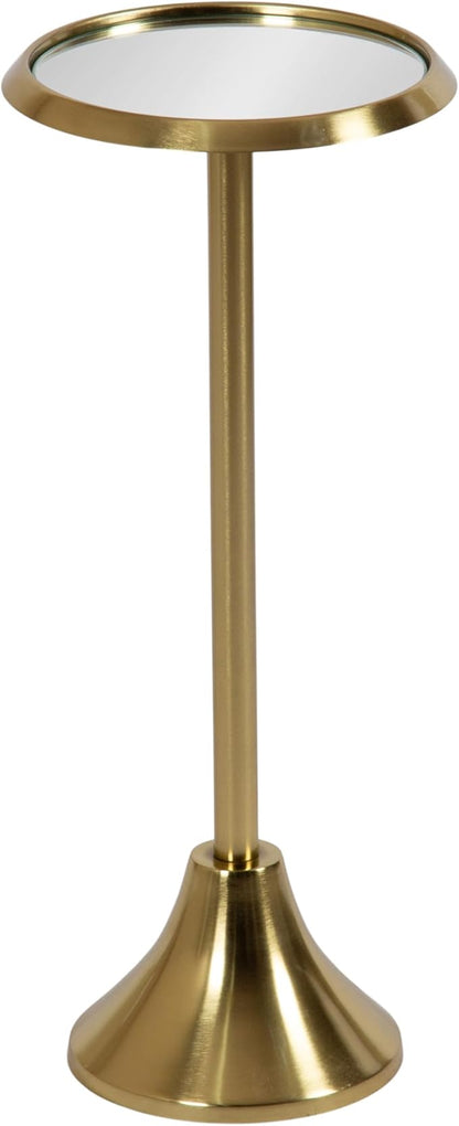 Kate and Laurel Sanzo Modern Pedestal Drink Table, 10 x 10 x 23, Antique Gold, Decorative End Table with Mirrored Tabletop for Use as Small Plant Stand or Cute Martini Table