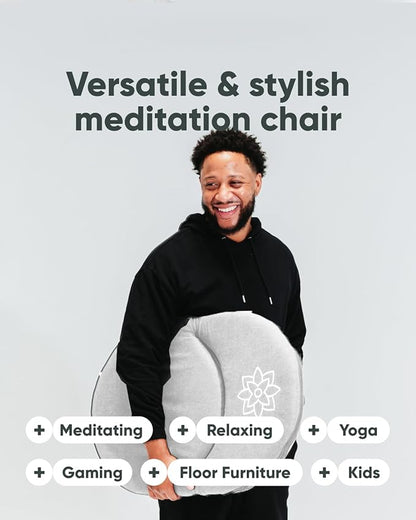 Mindful Modern Meditation Chair | Adjustable Floor Chair with Back Support | Padded Floor Seat for Posture Support and Comfort | Portable Folds Flat for Storage | Indoor/Outdoor Use | Classic White