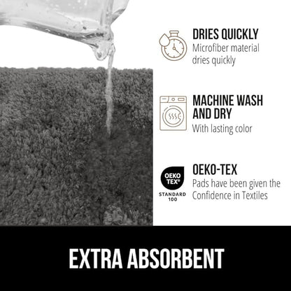 GORILLA GRIP Bathroom Rugs, 60x24, Ultra Soft Absorbent Mat, Thick Plush Bath Rug, Machine Washable, Microfiber Quick Dry, Mats for Shower, Bathtub and Floor, Home Decor Accessories, Charcoal