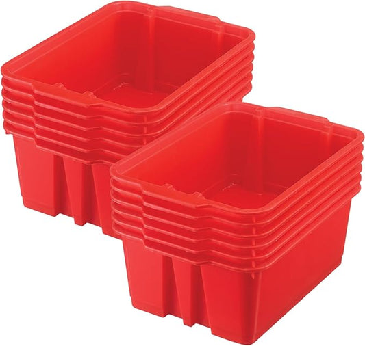 Really Good Stuff - 160074RE Stackable Plastic Book and Organizer Bins for Classroom or Home Use – Sturdy, Colored Plastic Baskets (Set of 12)