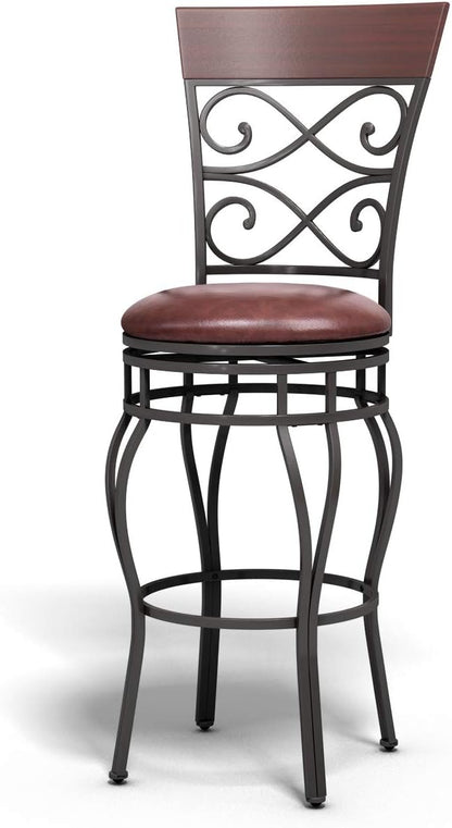 COSTWAY Bar Stools Set of 4, 360 Degree Swivel, 30" Bar Height Bar stools, with Leather Padded Seat Bistro Dining Kitchen Pub Metal Vintage Chairs with Back (Set of 4)