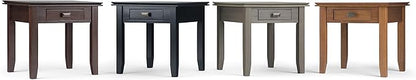 SIMPLIHOME Artisan SOLID WOOD 21 inch Wide Square Transitional End Side Table in Tobacco Brown for the Living Room and Bedroom