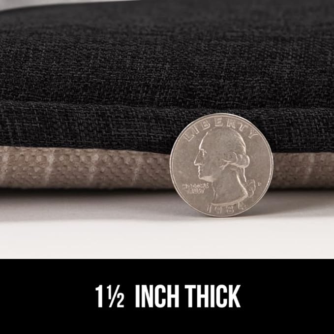 GORILLA GRIP Slip Resistant Tufted Chair Cushions, No Ties Required, Set of 6 Memory Foam Pads for Dining Room Kitchen Table, Office, Rocking Chairs, Plush Seat Cushion Pad, Home Decor, 16x17, Black