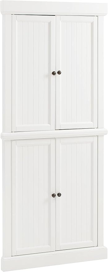 Crosley Furniture Shoreline Tall Pantry Storage Cabinet with Shelves, Kitchen, Dining, or Laundry Room, White