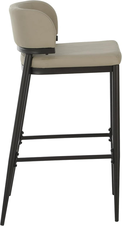 Christopher Knight Home Ebany Barstools Set of 2, Metal Frame Counter Stools, Upholstered Kitchen Chair, Curved Back Support Bistro Chairs, 30" H Island Stool for Dining Kitchen Cafeteria, Khaki