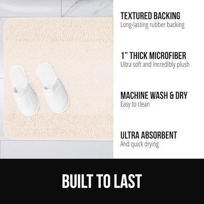GORILLA GRIP Ultra Soft Plush Bathroom Rugs with Textured Rubber Backing, Absorbent Quick Dry Bath Mat, Machine Washable Shower Mats, Home Décor Accessories Bathmat Rug Essentials, 30 x 18 Ivory