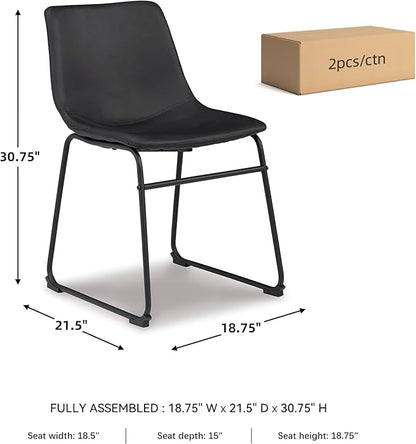 Signature Design by Ashley Centiar Mid Century Dining Room Bucket Chair, 2 Count, Black