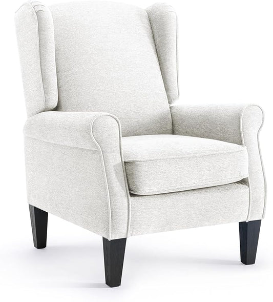 Accent Chairs for Living Room, Beige Fabric Reading Chair for Bedroom, Classic Wing Back Upholstered Single Sofa Seat, Modern Ergonomic High Back Armchair, Sillones para Sala