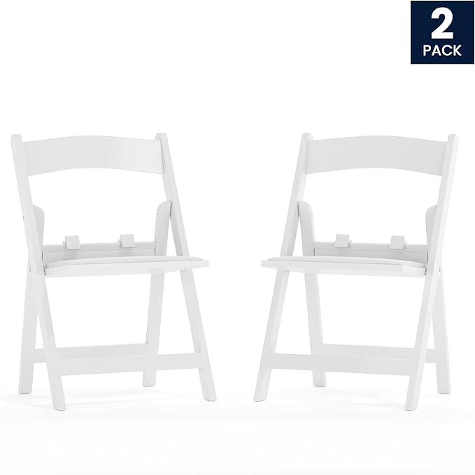 Flash Furniture HERCULES Kids Folding Chairs with Padded Seats | Set of 2 White Resin Folding Chair with Vinyl Padded Seat for Kids
