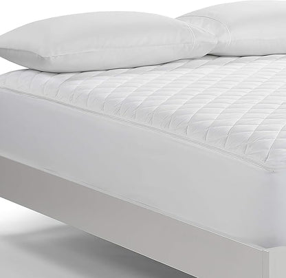 Serta Air Dry Extra Comfort Plus 100% Cotton Fabric Quilted Mattress Pad, Cooling and Breathable Mattress Cover, Moisture Wicking Protection with 18" Deep Pocket, Twin, White