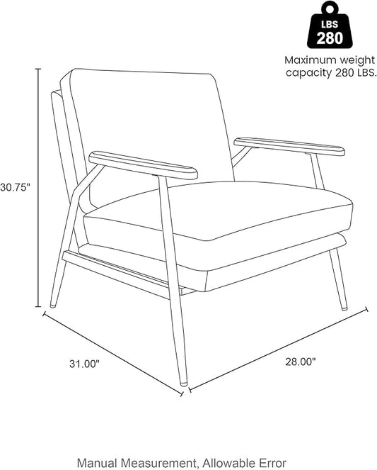 Glitzhome Modern Accent Chairs Set of 2, Metal Framed Living Room Chairs with Upholstered Cushion, Comfy Sofa Chair for Bedroom Reception Area Study Room, Coffee- 2 Set