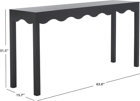 SAFAVIEH Home Collection Lilith Farmhouse French Country Matte Black Wavy Console Table for Entryway, Living Room, Foyer