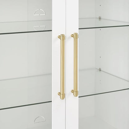 Crosley Furniture Roarke 2-Piece Glass Door Kitchen Pantry Storage Cabinet Set, Living Room, Entryway, White