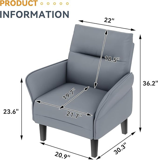 HAOBO Home Modern Accent Chair Upholstered Faux Leather Armchair for Bedroom Living Room Chairs Office Chair Leisure Chairs Grey Set of 2