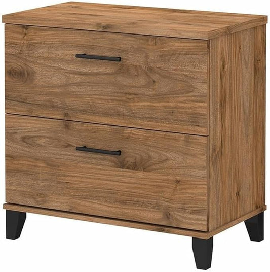 Pemberly Row 2 Drawer Lateral File Cabinet in Fresh Walnut - Engineered Wood