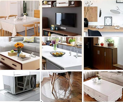NECAUX Custom Multi-Size 1.5mm Thick Clear PVC Table Cover Protector - 28 x 48 Inch Plastic Wipeable Desk Cover for 4 Foot Wood Dining Furniture Glass Coffee End Side Tabletop