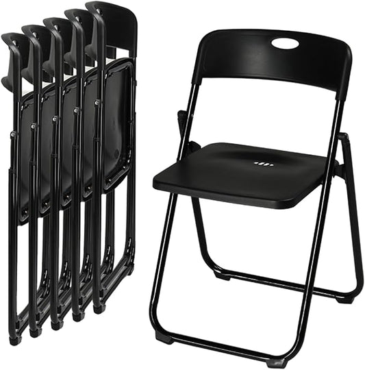 Karl home 6 Pcs Folding Chair, 300LBS Lightweight Foldable Plastic Chair, Reinforced Metal Frame Easy to Fold & Store for Indoor & Outdoor, Wedding, Party, Meeting Room, Patio and Garden, Black