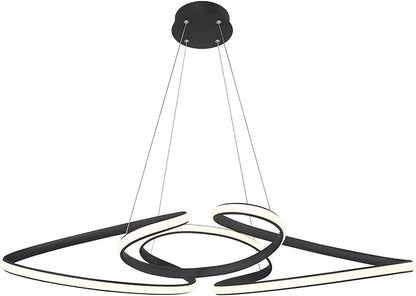 Possini Euro Design Helix Sand Black Multi-Ring Ceiling Pendant Light 39 1/2" Wide Ultra Modern Minimalist Spiral Dimmable LED Strip Steel Metal Dining Room House Foyer Kitchen Island Entryway Home