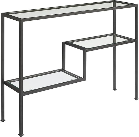 Crosley Furniture Sloane Sofa Console Table with Storage Shelves for Hall, Entryway, or Living Room, Matte Black