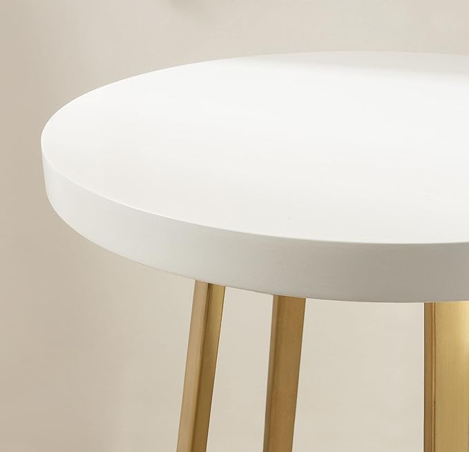 Kate and Laurel Zia Modern Counter Stool; 13 x 13 x 25; White and Gold; Decorative Contemporary Stool for Kitchen