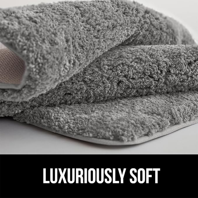 GORILLA GRIP Bathroom Rugs, 30x20, Ultra Soft Absorbent Mat, Thick Plush Bath Rug, Machine Washable, Microfiber Quick Dry, Mats for Shower, Bathtub and Floor, Home Decor Accessories, Gray