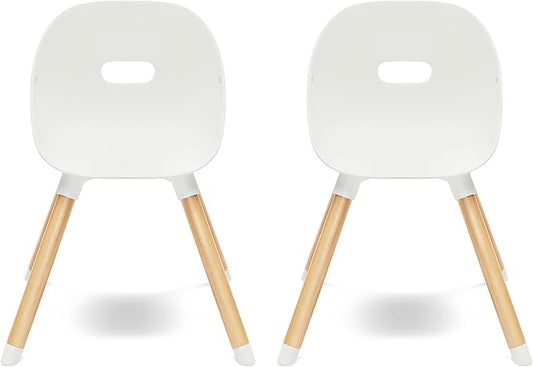 Lalo The Play Chair - Wooden & Non-Toxic Plastic Kids & Toddler Chair - Sturdy Bucket Seat, Easy to Clean, Up to 200 lb. Weight Capacity, Set of 2 - Coconut