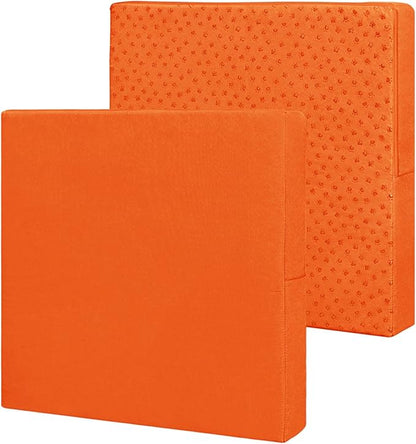 Easy-Going Waterproof Patio Cushion Covers 22x22x4 inch 2 Pack Replacement Non-Slip Outdoor Seat Cushion Slipcover with Zipper. Orange