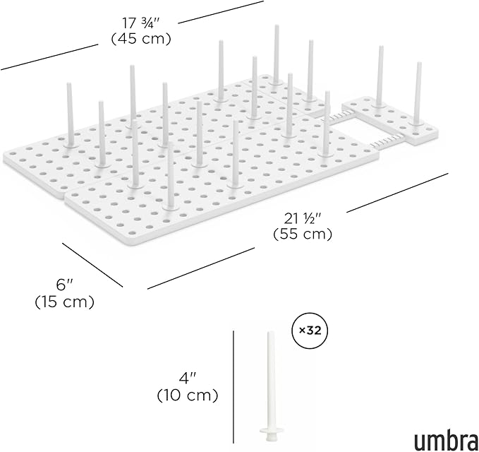 Umbra Peggy Kitchen Cupboard, Shelf and Drawer Organizer Tray - Adjustable Storage System, White