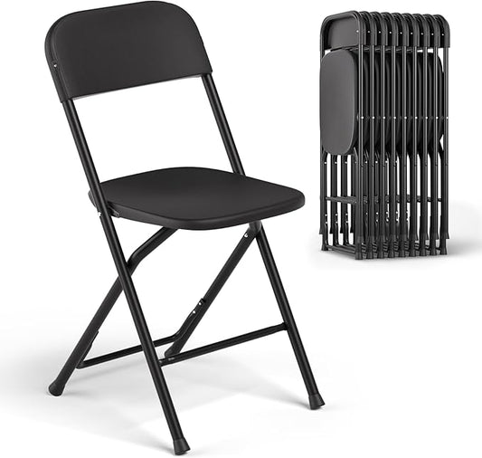 Magshion Plastic Folding Chairs 10 Pack Foldable Dinning Chairs for Wedding Parties Event Outdoor Indoor Lightweight Chair 330lb Capacity, Black