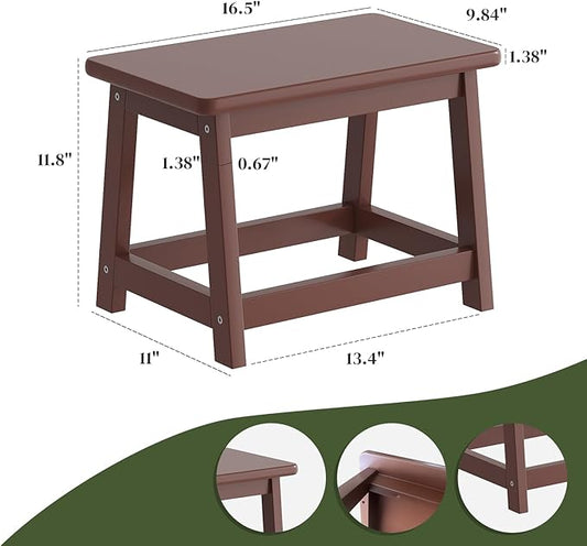 Small Bench Seat, Wooden Step Stool, Wood end Table, Wood Bathroom Vanity Bench, Plant Stand, Fishing Stool, Shoe Changing Handmade Stool for Kids or Adults (Coffee-Small)