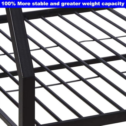 DOONREXS Industrial Style Heavy Duty Metal Queen Bunk Bed, Full XL Over Queen Size with Ladders and Guard Rail, Easy Assembly